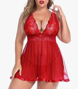 Sexy Dessous Nachthemd Spitze Negligee Babydoll Teddy Kleid XXL Damen Schlaf - Bild 1 von 4