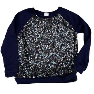 Gymboree Sequined Sweatshirt Blue Size Girls Medium 7/8 Sequins - Picture 1 of 5