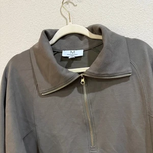 Magaschoni Donna 1X Pullover Felpa Verde Oliva Quarto Zip Finto Collo - Foto 1 di 7