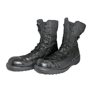 Wellco Boots Black Leather Combat Military Tactical Nylon Jungle Work 13.5 Vtg?  - Picture 1 of 22