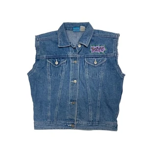 Nickelodeon Rugrats Embroidered Angelica Girls Denim Jean Vest Size 10 - Picture 1 of 6