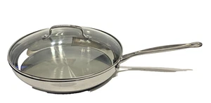 NEW Cuisinart 12" Skillet 722-30G Chef's Classic Stainless Steel FryPan w/Glass - Picture 1 of 4