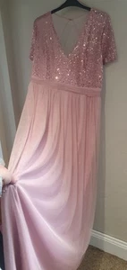 QUIZ Blush Pink Sequin Tulle Dress plus Size 22 Party Wedding Elegant Gown - Picture 1 of 15