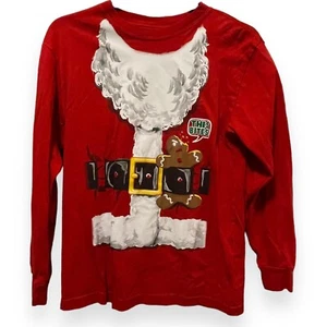 Camiseta de manga larga gráfica de Navidad para niños talla XL roja traje de Papá Noel pan de jengibre divertida - Imagen 1 de 5