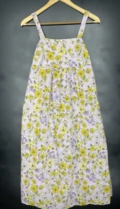 LOFT prendisole occhielli 0 viola giallo floreale abito midi cotone cottagecore - Foto 1 di 11