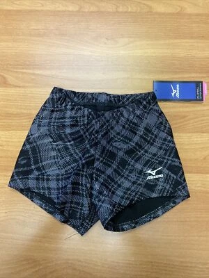 NUEVO MIZUNO Para Mujer Drylite Vortex Pantalones Cortos Bajos Negro/Gris Patrón M Foto 1 de 3