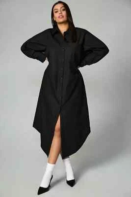 NWT Anthropologie Maeve The Soren in Black Cotton Midi Shirt Dress XL - Image 1 of 4