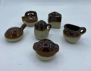 6x Miniature Chiffres Céramique Braun Krug Cruche Poupée Déco Collection Rare - Picture 1 of 4