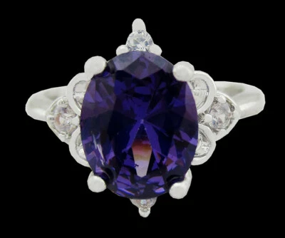 ANILLO LAB AMATISTA Y ZAFIRO BLANCO CHAPADO EN ORO BLANCO 14K Foto 1 de 3