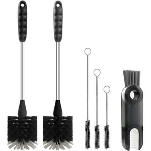 6 Pack Long Handle Bottle Cleaning Brush, 3-in-1 Brush for Straws & Mugs, Black - Picture 1 of 5