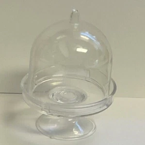 Plastic Cake Pedestal Display Stand Small Mini Miniature 3” Clear w/ Lid Cover - Picture 1 of 6