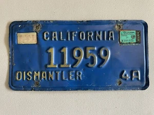 CALIFORNIA LICENSE PLATE DISMANTLER 11959 JULY 2012 4A BLUE RARE TYPE - Picture 1 of 2