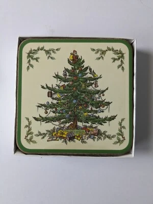 Vintage Spode Christmas Tree Coaster Set of 6 UK United Kingdom - Image 1 of 4