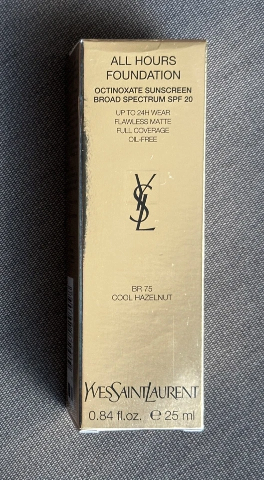 Yves Saint Laurent All Hours Foundation Matte Br75 Cool Hazelnut 0.84oz Expired
