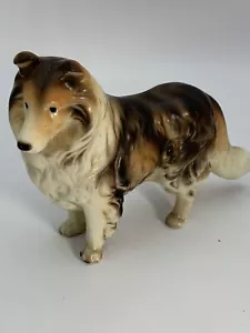 Statuina cane in piedi vintage Collie Lassie porcellana osso Cina - Foto 1 di 5