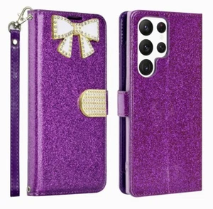 Samsung Galaxy S23 Ultra WEL Diamond Wallet Case Purple Color - Picture 1 of 9