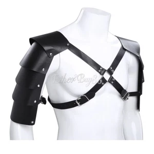 Men's Shoulder Armors Buckles Faux Leather Body Chest Harness Costume Clubwear - Picture 1 of 7