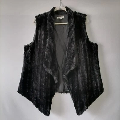 Cato Est. 1946 Women's Black Open Front  Super Soft Faux Fur Vest Size Large - Изображение 1 из 4