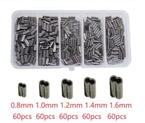 300X Quetsch-Hülsen Vernickelt Klemmhülsen Crimphülsen Zubehör Angeln 0.8-1.6MM - Bild 1 von 12