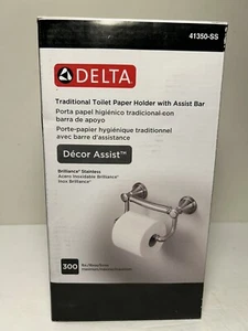 Porta pañuelos tradicional Delta Decor Assist con barra de asistencia de acero inoxidable 41350-SS - Imagen 1 de 10
