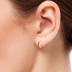 Pendientes de aro abragie de granate piedras preciosas plata esterlina chapados en oro joyería para mujer - Imagen 1 de 5