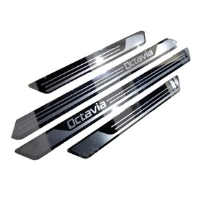 4PC Skoda Octavia Door Sill Scuff Protectors Stainless Steel Metal Trim - Picture 1 of 1
