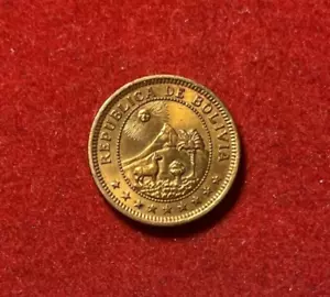 Bolivia 1951 KN Boliviano BU Bronze Coin KM#184 T4706 - Picture 1 of 2