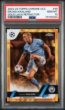 ERLING HAALAND GOLD LAVA REFRACTOR -PSA 10 -  TOPPS CHROME 2022/23