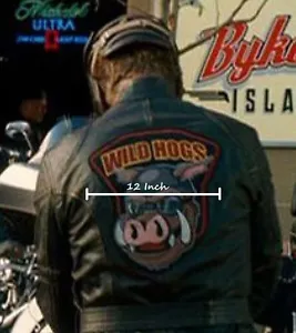 CHAQUETA DE CUERO WILDHOG WILD HOGS 12""X12"" PARCHE TRASERO COMO SE VE EN LA PELÍCULA - Imagen 1 de 5