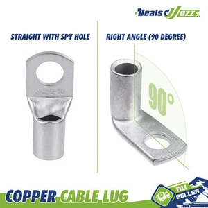 Copper Lug Battery Cable End Straight Wall Or Right Angled 90 Degree Design - Picture 1 of 20