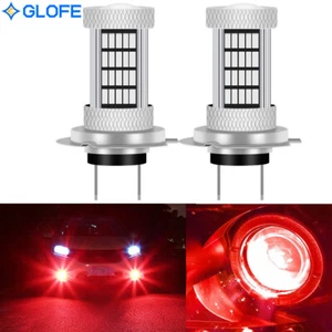 2Pcs H7 Red LED Fog Driving Light Bulbs Lamps 4014 92SMD 12V Bright DRL Lights - Picture 1 of 11