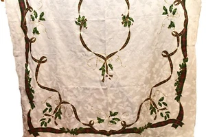 Mantel blanco cremoso Christmas Lenox Holiday Nouveau (64" x 52") rectangular - Imagen 1 de 23