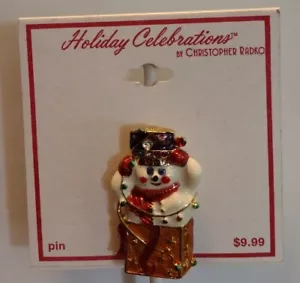 Rare CHRISTOPHER RADKO Chubby Cheer Delight Snowman Christmas Brooch NWT - Picture 1 of 2