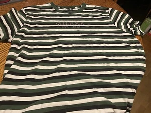 Guess Los Angeles Striped Black Green White Black Shirt Mens XL - Picture 1 of 1