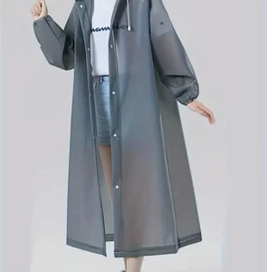 Rain Coat Trench Coat Gray Unisex Weatherproof Hooded Walking Sports Hiking - Picture 1 of 7