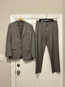 Jos. Traje A Bank 40 L Gris Lana Traje Calce Ajustado Colección Viajero 34x32 Pantalones - Imagen 1 de 12