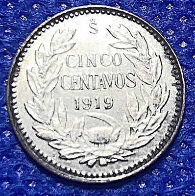 1919 S Chile 5 Centavos - Toned - .400 Silver - #RB005 - Image 1 of 2