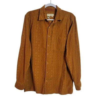 The Territory Ahead Corduroy Button Up Shirt Men Medium Tall Orange Retro Floral - Image 1 of 4