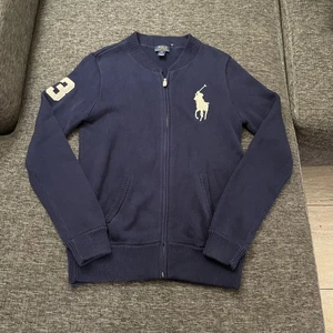 Polo Ralph Lauren Sweater Boys XL 18-20 Navy Blue Full Zip Big Pony Cotton Knit - Picture 1 of 12