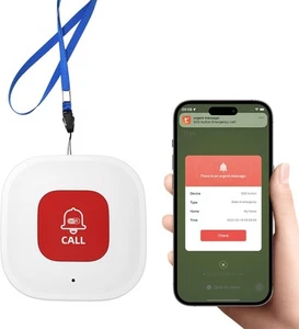 Przycisk połączenia opiekuna WiFi dla osób starszych w domu z powiadomieniem aplikacji, biały - Zdjęcie 1 z 9