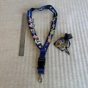 Disney Pin Lot Lanyard Set Cars Mickey Minnie Pinocchio Kermit Figment Sanrio - Picture 1 of 10
