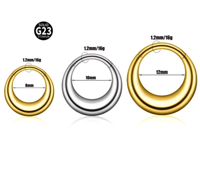 G23 Titanium Hinged Segment Ring Thick Earring Sleeper Septum Clicker Hoop 16g - Image 1 of 4
