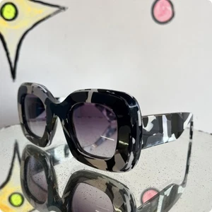 Jonathan Saunders Black White Grey Camouflage Oversized Glasses - Picture 1 of 7