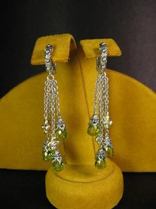 BARBARA BIXBY HE PERIDOT FLOWER BRIOLETTE EARRINGS HOOP CHAIN Gemstone SS 18K - Picture 1 of 2