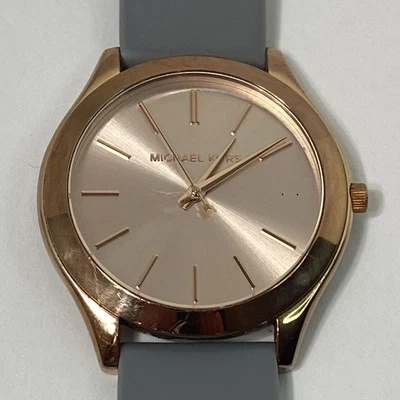 Reloj Michael Kors Slim Runway Tono Oro Rosa Correa Silicona Gris MK2512 Reparación Foto 1 de 4