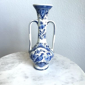 VINTAGE DELFT two handled Vase 1930, hand-painted Blue and white, dutch pott - Picture 1 of 6