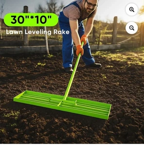 Steelite Rasen Nivellierrechen 30"x10" Level Rasenwerkzeug 72" Stahl verlängerter Griff - Bild 1 von 5