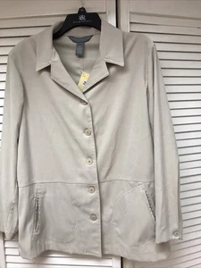 Jessica Holbrook QVC coat jacket Medium beige, suede-like look, new with Tags! - Picture 1 of 4