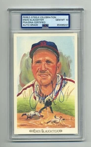 ENOS SLAUGHTER SUPERB GEM MINT 10 PSA/DNA SIGNED PEREZ STEELE CELEBRATION CARD - Picture 1 of 1