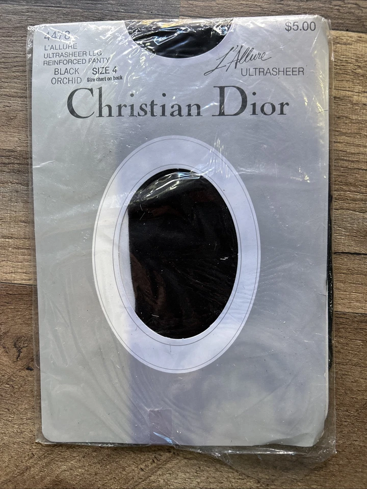 Vintage! Meia-calça Christian Dior L'Allure ultra-transparente preta, tamanho 4 preta  - Imagem 1 de 3